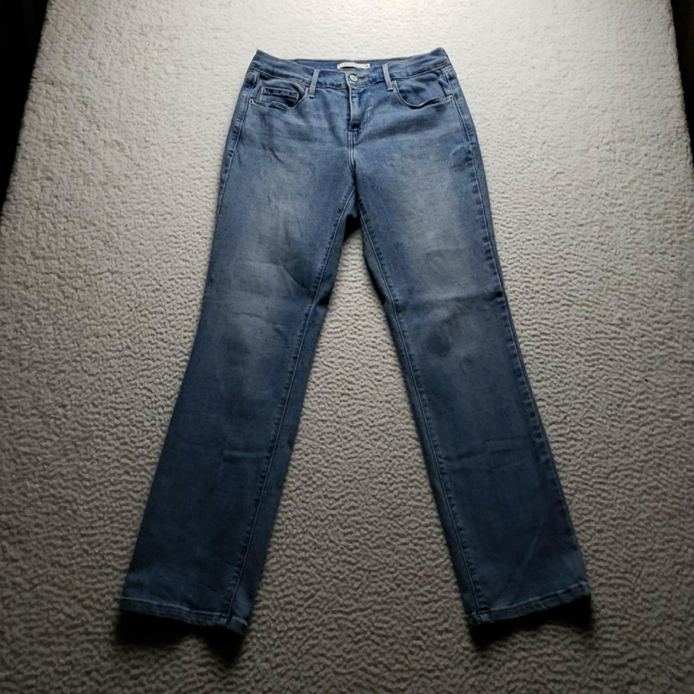 Levis 505 Straight Jeans Womens 6 Blue Medium Wash Regular Stretch Denim Pants